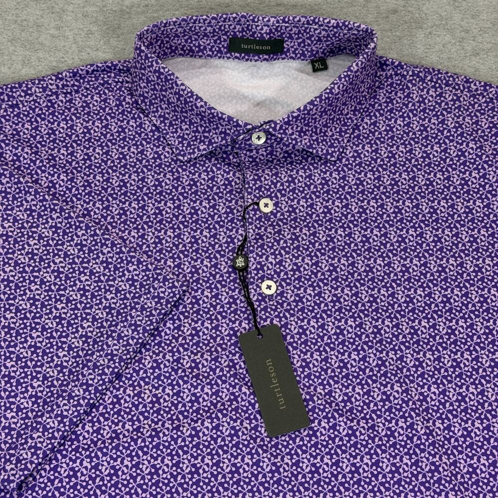 Turtleson Ford Performance Polo Shirt Mens XL Violet Lavender Geometric NWT